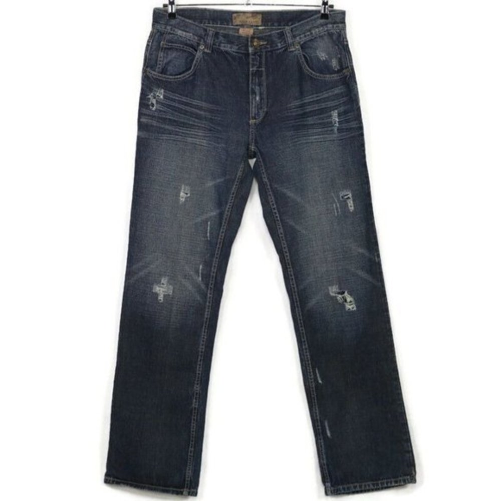 Gold Label Jeans Straight‎ Destroyed Distressed 36 X 34